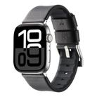 For Apple Watch Series 10 46mm Genuine Leather Hybrid Silicone Watch Band(Coffee Sliver Buckle) - 1