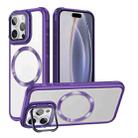 For iPhone 16 Pro Max Magsafe CD-grain Acrylic Hybrid TPU Phone Case(Purple) - 1