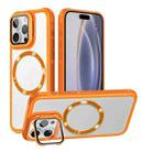 For iPhone 16 Pro Magsafe CD-grain Acrylic Hybrid TPU Phone Case(Orange) - 1