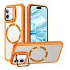 For iPhone 16 Plus Magsafe CD-grain Acrylic Hybrid TPU Phone Case(Orange) - 1