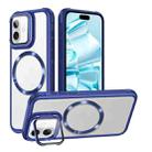 For iPhone 16 Plus Magsafe CD-grain Acrylic Hybrid TPU Phone Case(Blue) - 1