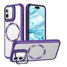 For iPhone 16 Plus Magsafe CD-grain Acrylic Hybrid TPU Phone Case(Purple) - 1