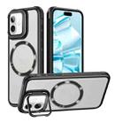 For iPhone 16 Magsafe CD-grain Acrylic Hybrid TPU Phone Case(Black) - 1