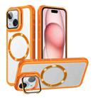 For iPhone 15 Plus CD-grain Magsafe Acrylic Hybrid TPU Phone Case(Orange) - 1