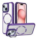 For iPhone 15 Plus Magsafe CD-grain Acrylic Hybrid TPU Phone Case(Purple) - 1