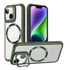 For iPhone 14 Plus Magsafe CD-grain Acrylic Hybrid TPU Phone Case(Green) - 1