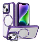 For iPhone 14 Plus Magsafe CD-grain Acrylic Hybrid TPU Phone Case(Purple) - 1