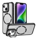 For iPhone 14 Magsafe CD-grain Acrylic Hybrid TPU Phone Case(Black) - 1