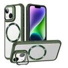 For iPhone 14 Magsafe CD-grain Acrylic Hybrid TPU Phone Case(Green) - 1