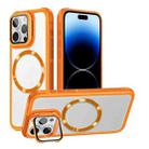 For iPhone 14 Pro Max Magsafe CD-grain Acrylic Hybrid TPU Phone Case(Orange) - 1