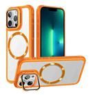 For iPhone 13 Pro Max Magsafe CD-grain Acrylic Hybrid TPU Phone Case(Orange) - 1