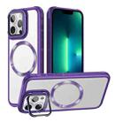 For iPhone 13 Pro Max Magsafe CD-grain Acrylic Hybrid TPU Phone Case(Purple) - 1