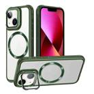 For iPhone 13 Magsafe CD-grain Acrylic Hybrid TPU Phone Case(Green) - 1