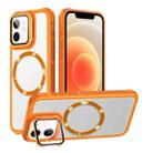 For iPhone 12 Magsafe CD-grain Acrylic Hybrid TPU Phone Case(Orange) - 1