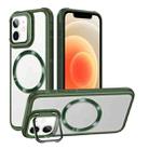 For iPhone 12 Magsafe CD-grain Acrylic Hybrid TPU Phone Case(Green) - 1