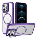 For iPhone 12 Pro Max Magsafe CD-grain Acrylic Hybrid TPU Phone Case(Purple) - 1