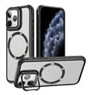 For iPhone 11 Pro Max Magsafe CD-grain Acrylic Hybrid TPU Phone Case(Black) - 1