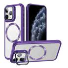 For iPhone 11 Pro Max Magsafe CD-grain Acrylic Hybrid TPU Phone Case(Purple) - 1