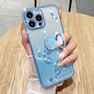 For iPhone 16 Pro Max Gradient Glitter Immortal Flower Ring All-inclusive Phone Case(Blue) - 2