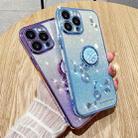 For iPhone 16 Pro Gradient Glitter Immortal Flower Ring All-inclusive Phone Case(Purple) - 3