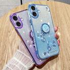 For iPhone 16 Plus Gradient Glitter Immortal Flower Ring All-inclusive Phone Case(Purple) - 3