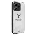 For Xiaomi Redmi Note 14 4G 163.25mm Deer Head Cloth Skin All-inclusive Phone Case(White) - 1