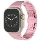 For Apple Watch SE 2023 44mm One-bead Paint Alloy Butterfly Buckle Watch Band(Pink) - 1