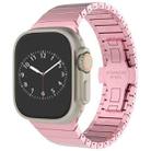 For Apple Watch Series 9 45mm One-bead Paint Alloy Butterfly Buckle Watch Band(Pink) - 1