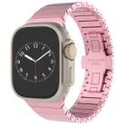 For Apple Watch SE 2022 44mm One-bead Paint Alloy Butterfly Buckle Watch Band(Pink) - 1