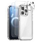 For iPhone 16 Pro NORTHJO 5 in 1 Clear Phone Case with 2pcs Screen Film + 2pcs Camera Lens Film - 1