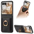 For Motorola Razr 50 Retro Skin-feel Ring Card Bag Phone Case(Black) - 1