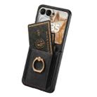 For Motorola Razr 50 Retro Skin-feel Ring Card Bag Phone Case(Black) - 3