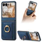 For Motorola Razr 50 Retro Skin-feel Ring Card Bag Phone Case(Blue) - 1