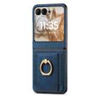 For Motorola Razr 50 Retro Skin-feel Ring Card Bag Phone Case(Blue) - 2