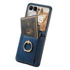 For Motorola Razr 50 Retro Skin-feel Ring Card Bag Phone Case(Blue) - 3