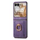For Motorola Razr 50 Retro Skin-feel Ring Card Bag Phone Case(Purple) - 2