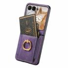 For Motorola Razr 50 Retro Skin-feel Ring Card Bag Phone Case(Purple) - 3