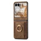 For Motorola Razr 50 Retro Skin-feel Ring Card Bag Phone Case(Brown) - 2