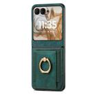 For Motorola Razr 50 Retro Skin-feel Ring Card Bag Phone Case(Green) - 2