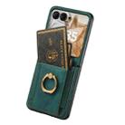 For Motorola Razr 50 Retro Skin-feel Ring Card Bag Phone Case(Green) - 3