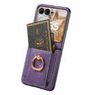 For Motorola Razr 50 Ultra Retro Skin-feel Ring Card Bag Phone Case(Purple) - 3