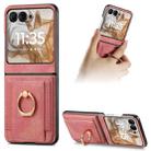 For Motorola Razr 50 Ultra Retro Skin-feel Ring Card Bag Phone Case(Pink) - 1