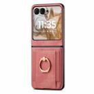 For Motorola Razr 50 Ultra Retro Skin-feel Ring Card Bag Phone Case(Pink) - 2