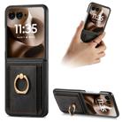 For Motorola Razr 60 Retro Skin-feel Ring Card Bag Phone Case(Black) - 1