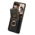 For Motorola Razr 60 Retro Skin-feel Ring Card Bag Phone Case(Black) - 3