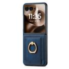 For Motorola Razr 60 Retro Skin-feel Ring Card Bag Phone Case(Blue) - 2