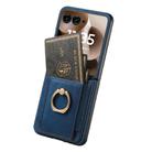 For Motorola Razr 60 Retro Skin-feel Ring Card Bag Phone Case(Blue) - 3