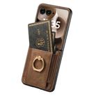 For Motorola Razr 60 Retro Skin-feel Ring Card Bag Phone Case(Brown) - 3