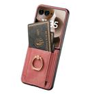 For Motorola Razr 60 Retro Skin-feel Ring Card Bag Phone Case(Pink) - 3