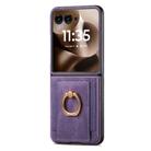 For Motorola Razr 60 Ultra Retro Skin-feel Ring Card Bag Phone Case(Purple) - 2